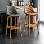 Tabourets de bar en similicuir style Mid-Century Modern avec pieds en bois
