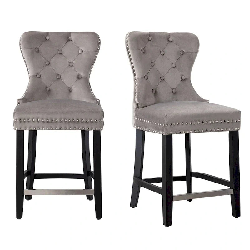 Tabouret de comptoir Carter 24 Wingback capitonné avec clous (lot de 2)