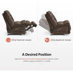MCombo Fauteuil inclinable électrique sans accoudoirs surdimensionné à double moteur, inclinable Zeroarms parfait pour le salon en tissu PR607