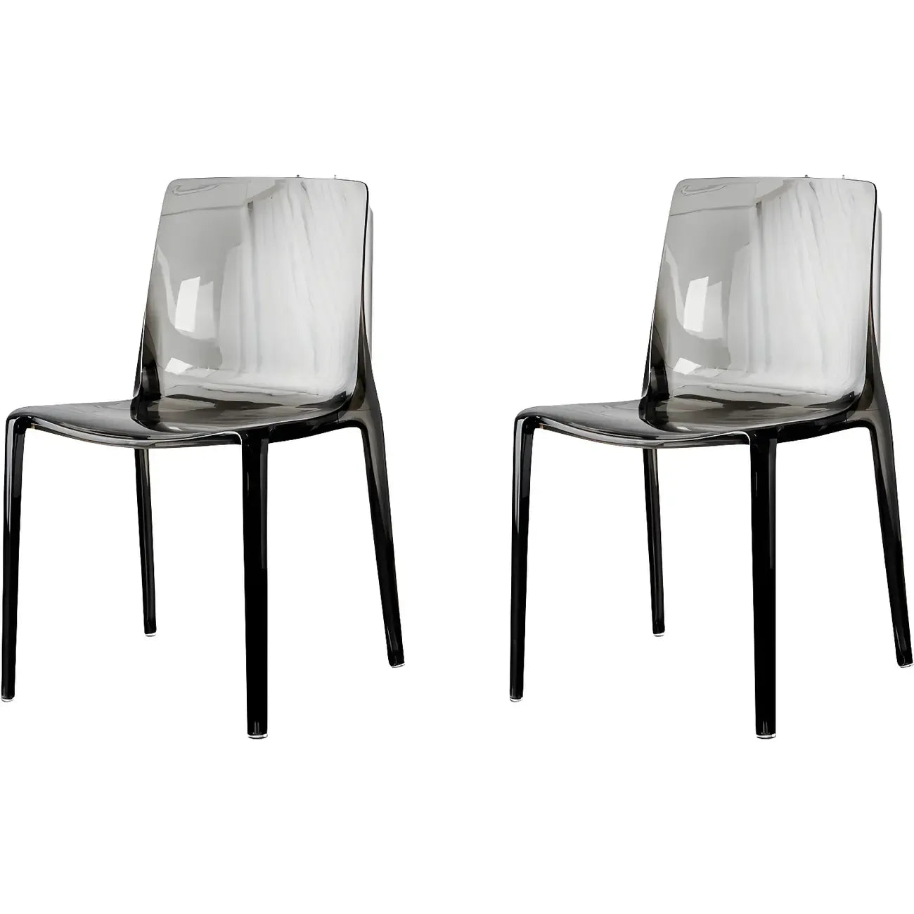 Chaise de salle à manger en acrylique ambré sans accoudoirs et à dossier bas