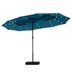 MAISON ARTS Parasol de marché extérieur rectangulaire de 4,5 m avec manivelle, double face, lumières LED solaires et base incluse