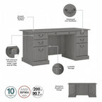 Bureau de direction Bush Furniture Saratoga avec tiroirs et rangements