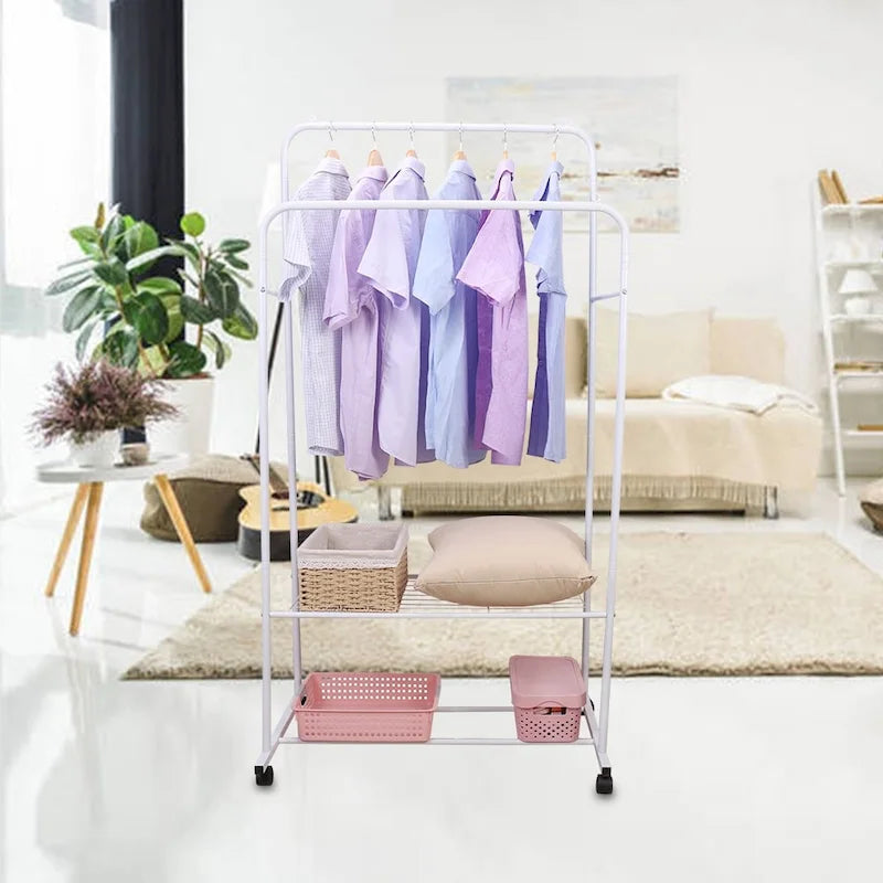 Étagère en Métal avec Roues pour Vêtements