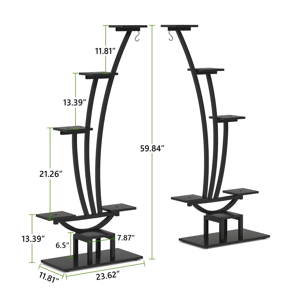 Support pour Plantes d'Intérieur, Étagère à Fleurs à 6 Niveaux pour Jardin Domestique - Lot de 2