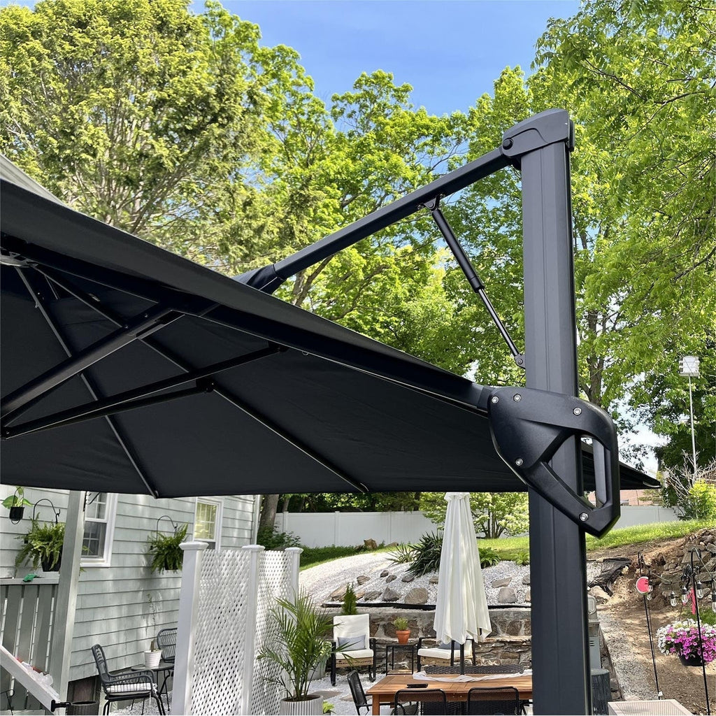MAISON ARTS Parasol déporté hydraulique automatique 3,6 m Mât en aluminium Rotation à 360 degrés