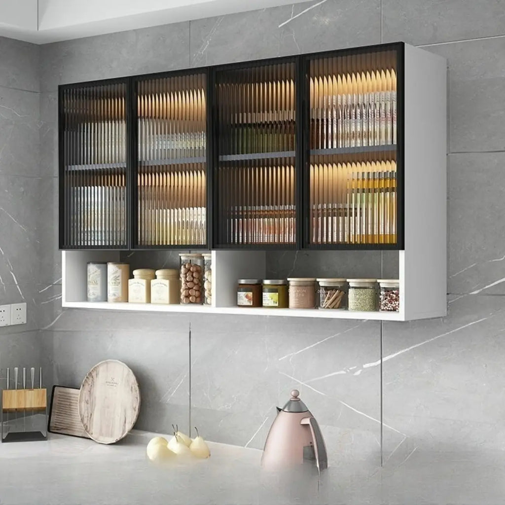 Buffet de cuisine mural gris en bois avec rangement