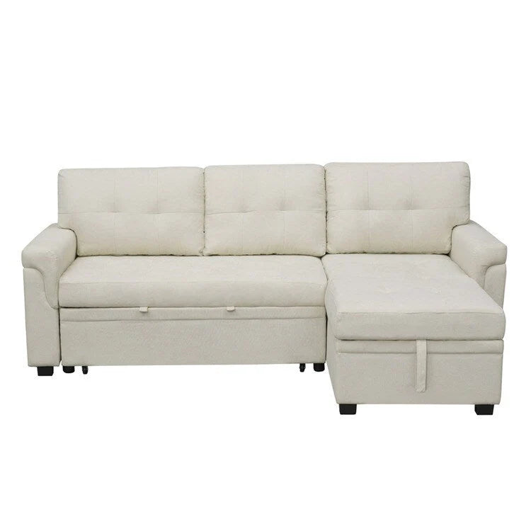 Canapé d'angle réversible convertible avec lit gigogne, méridienne avec rangement dissimulé et pieds durables