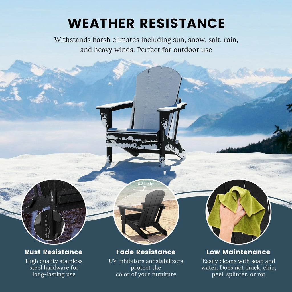 Chaise Adirondack pliante de patio d'extérieur tout temps résistante à la décoloration Polytrends Laguna