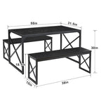 Table à manger 3 pièces VECELO avec banc, ensemble de table de salle à manger pour 4-6 personnes, table de cuisine avec 2 bancs, ensemble de table à manger