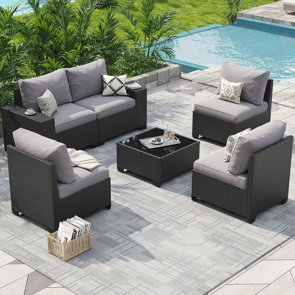 Ensembles de meubles de patio extérieurs avec coussin épais de 10 cm