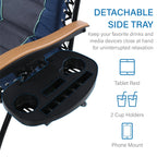 Fauteuil de relaxation zéro gravité XL surdimensionné et rembourré, avec accoudoirs plus larges, inclinable et porte-gobelet - N/A