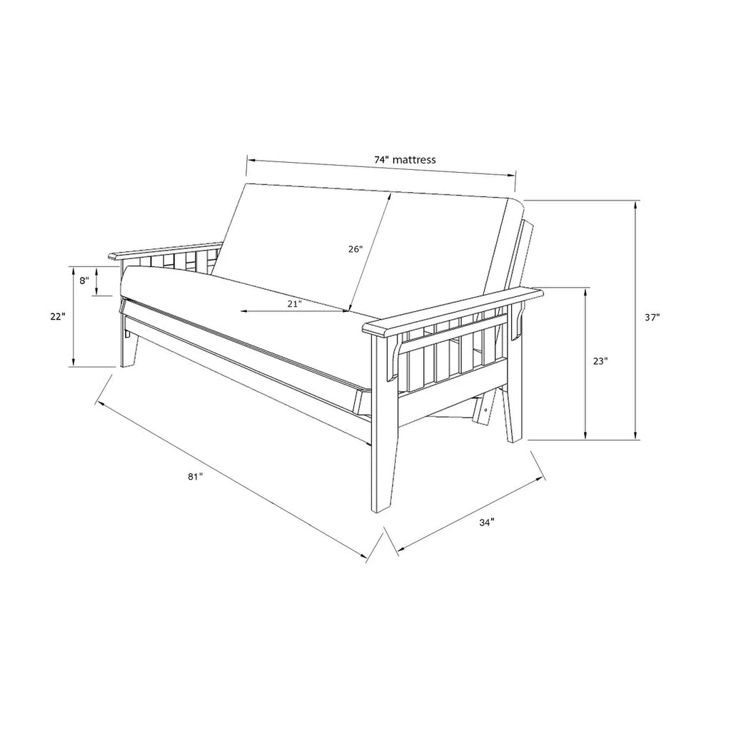 Ensemble de futon Somette Tucson pleine grandeur en noyer rustique avec matelas