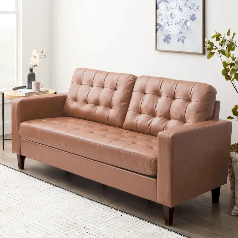 Canapé Brookside Brynn 76 po. avec accoudoirs carrés en similicuir/velours/tissu