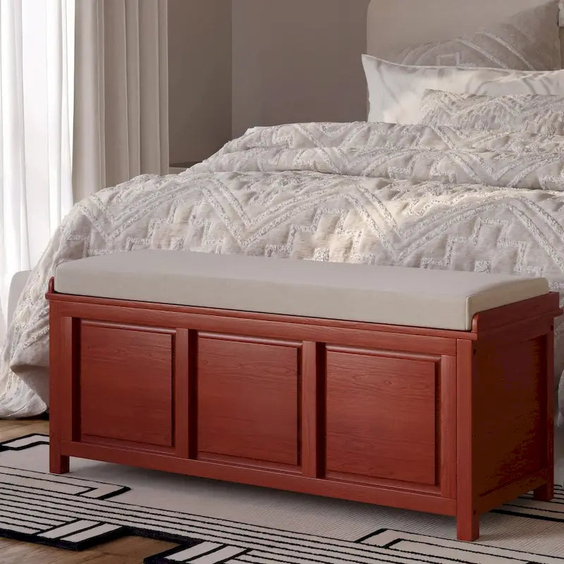 Banc de rangement ouvert en bois massif John Louis Home