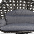 LeisureMod Fauteuil suspendu œuf 2 places avec support - Balançoire hamac de patio en rotin osier intérieur/extérieur avec coussins