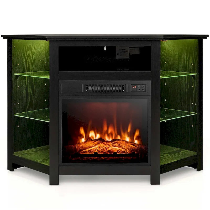 Meuble TV cheminée Costway avec lumières LED et cheminée électrique 18 pouces pour - Voir détails