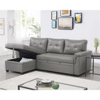 Canapé d'angle réversible convertible avec lit gigogne, méridienne avec rangement dissimulé et pieds durables