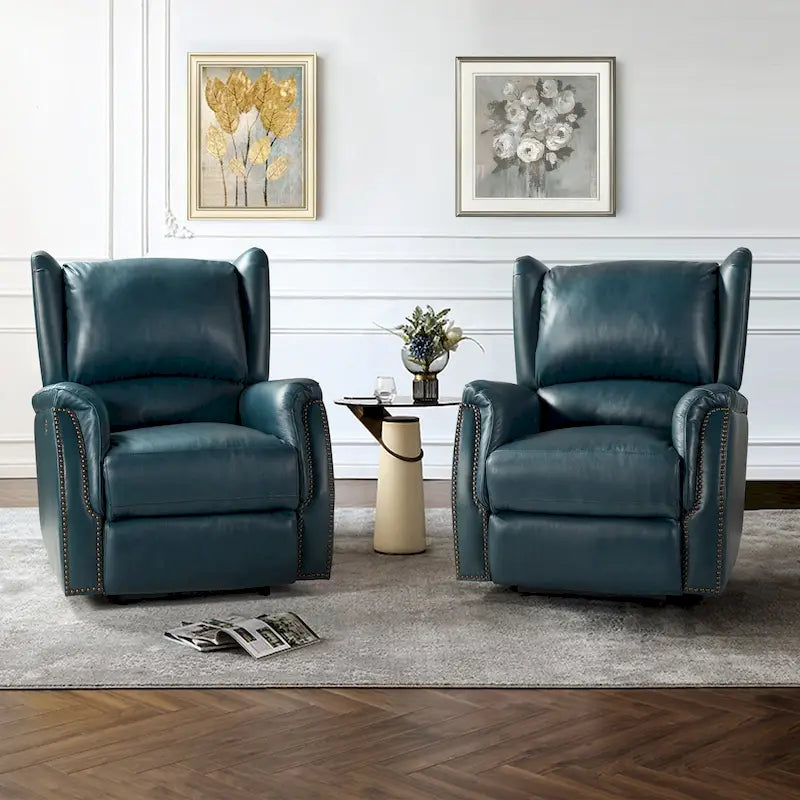 Fauteuil inclinable électrique Eduardo en cuir véritable avec port USB (ensemble de 2)