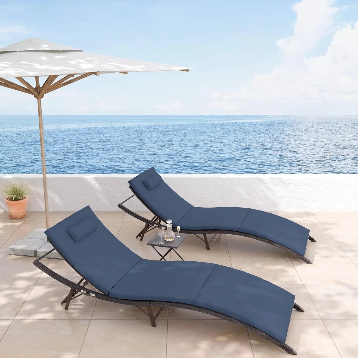 Kullavik – Ensemble de 3 chaises longues d'extérieur