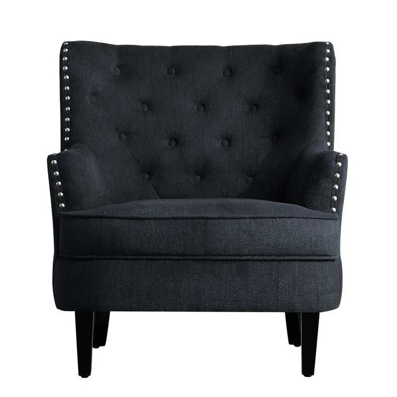 Fauteuil d'appoint capitonné à oreilles large de 76 cm en velours/lin Mignon de Moser Bay