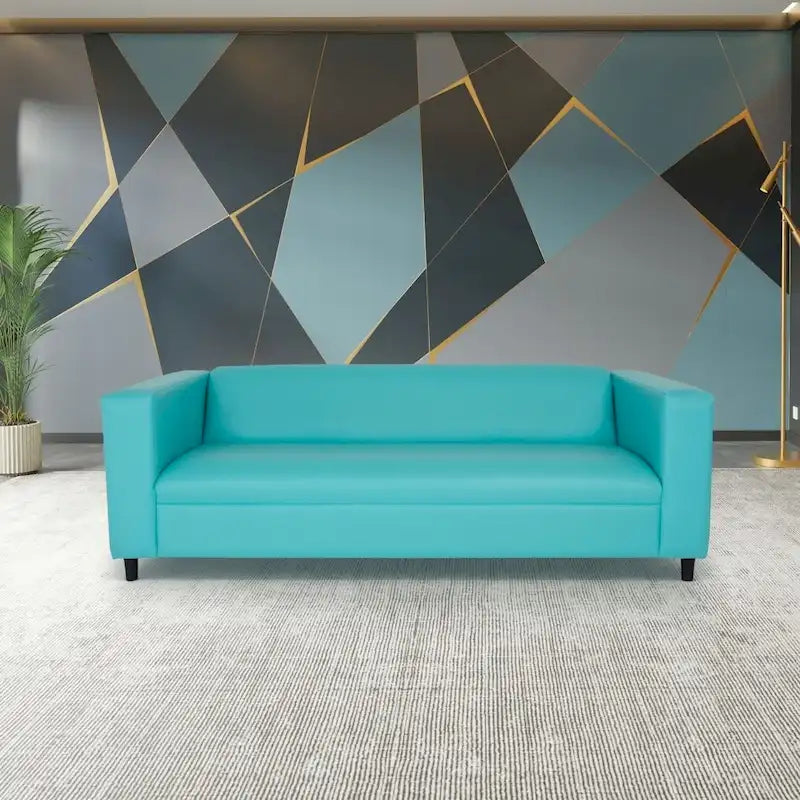 Coast to Coast Sofas Canapé trois places de style Mid-Century en similicuir avec cadre en bois massif et rembourrage