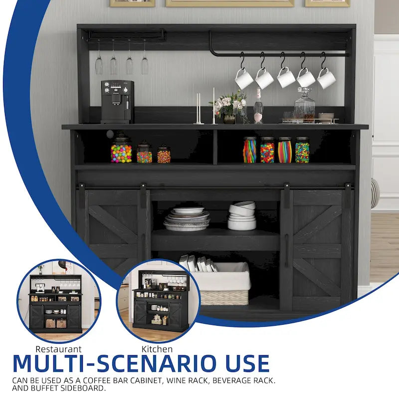 Moasis - Meuble de Bar à Café Style Ferme - 38,4 P x 119,9 L x 130,8 H cm