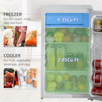 HOMCOM Mini-réfrigérateur avec congélateur 90 L, petit réfrigérateur avec thermostat réglable pour chambre