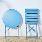 Ensemble bistro pliant 3 pièces en métal, ensemble de conversation intérieur/extérieur résistant aux intempéries pour patio, cour, jardin