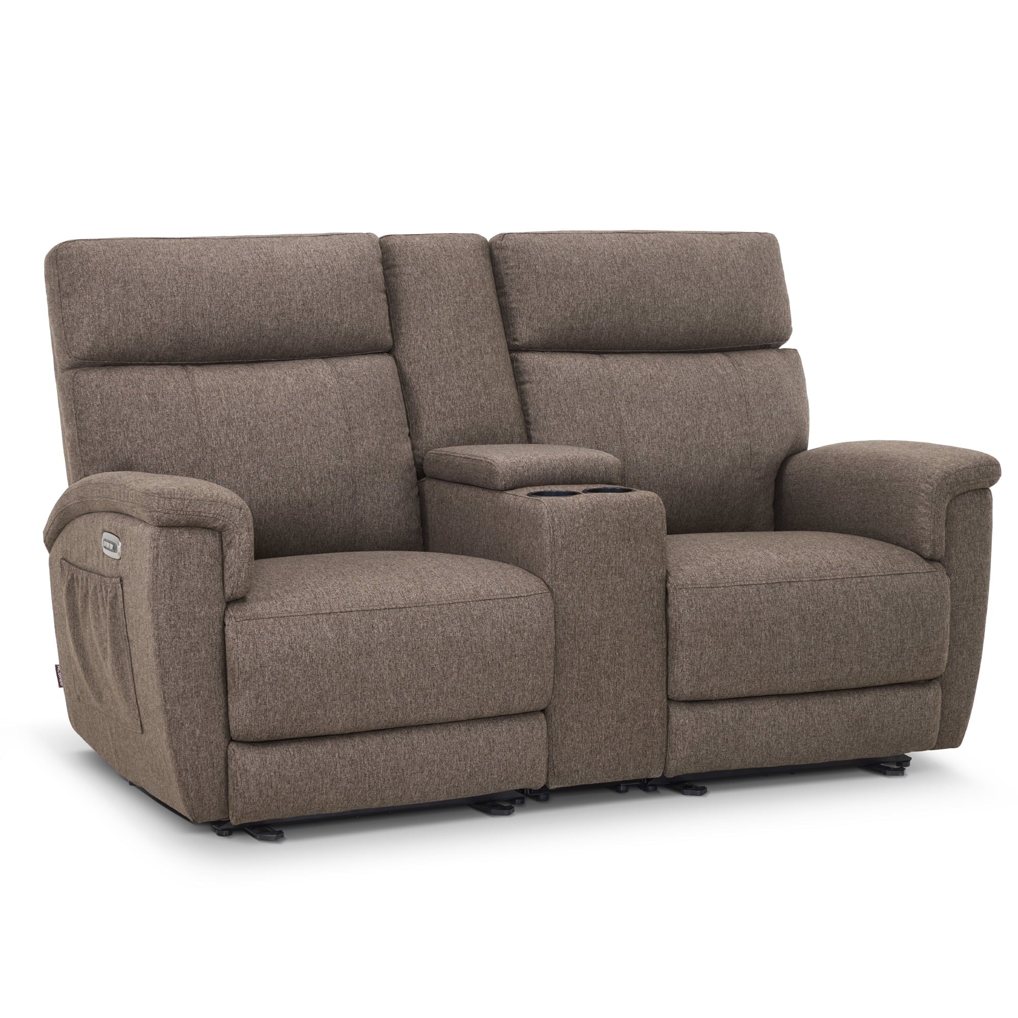 Canapé inclinable électrique biplace MCombo 60.2 avec massage et double chauffage, appuie-tête réglable, ports USB et USB-C, en tissu