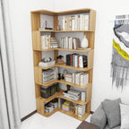 Étagère d'angle en bois manufacturé avec 6 tablettes