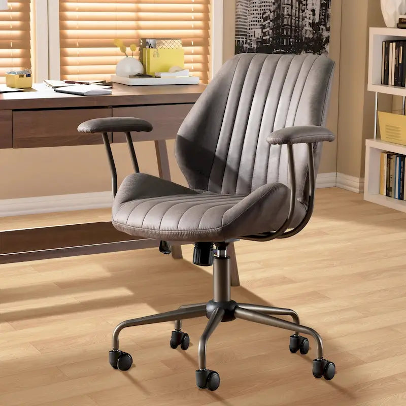 Chaise de Bureau Ergonomique en Tissu Suédé OVIOS avec Support Lombaire