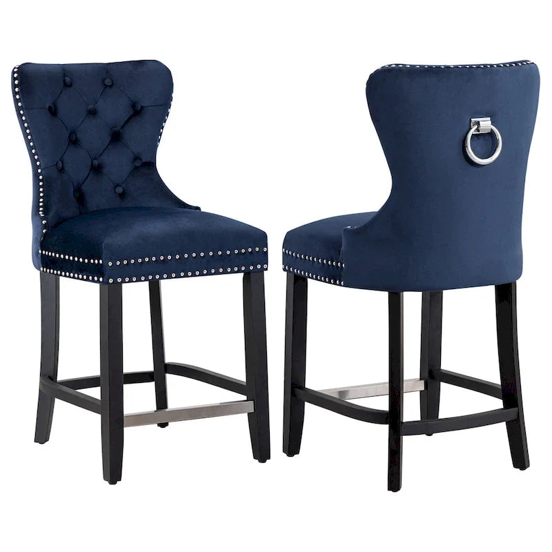 Tabouret de comptoir Carter 24 Wingback capitonné avec clous (lot de 2)