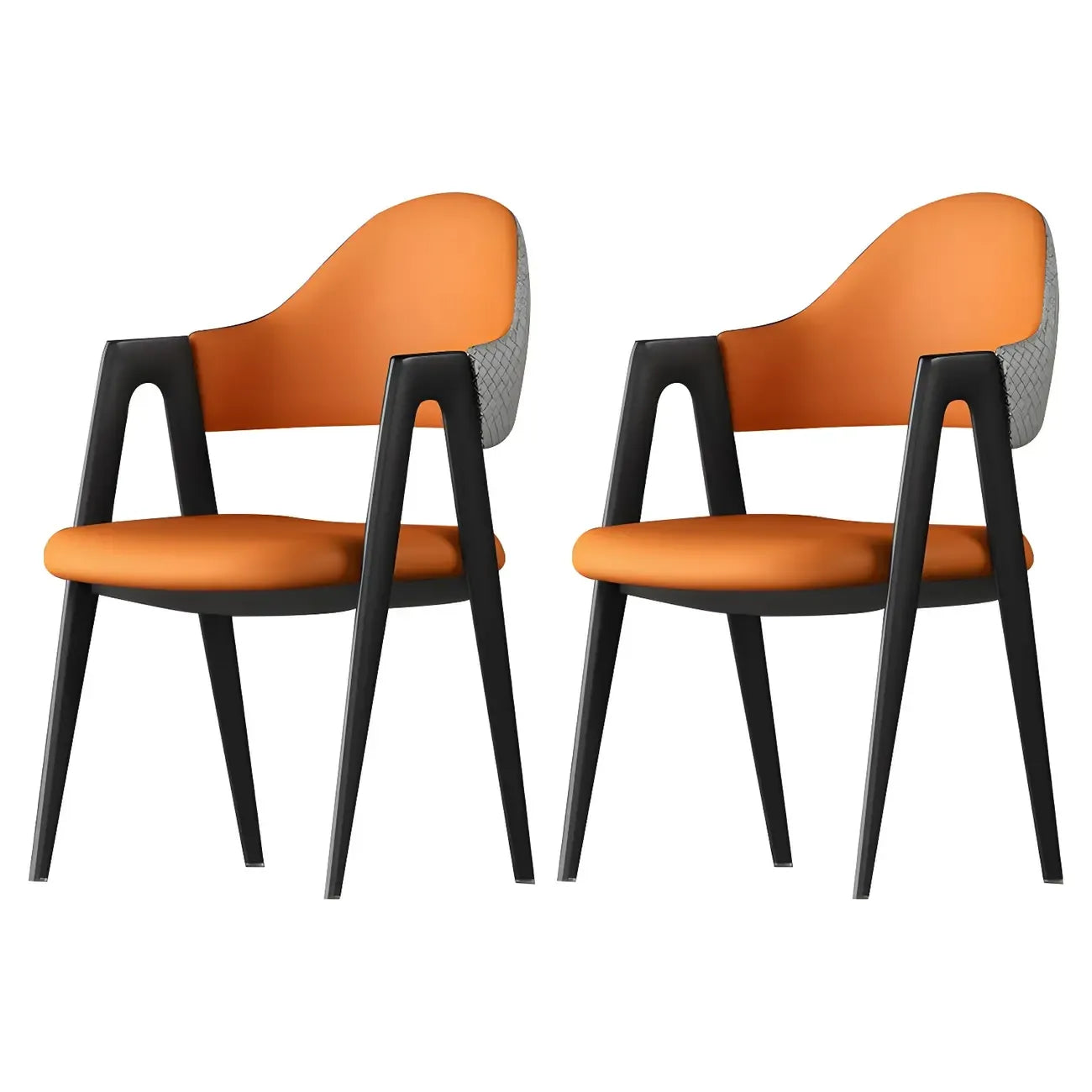 Chaise de salle à manger en cuir moderne avec dossier incurvé et ouvert