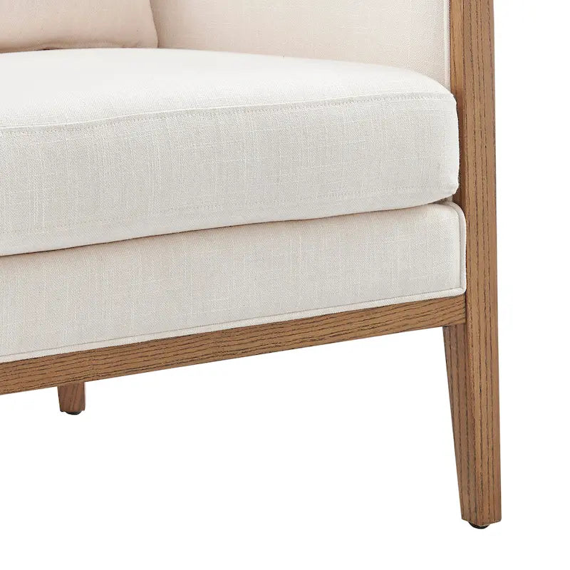 Fauteuil d'appoint en lin Tillman avec rotin