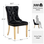 Chaise de salle à manger capitonnée en velours avec pieds en bois massif, lot de 6