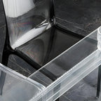 Chaise de salle à manger en acrylique ambré sans accoudoirs et à dossier bas