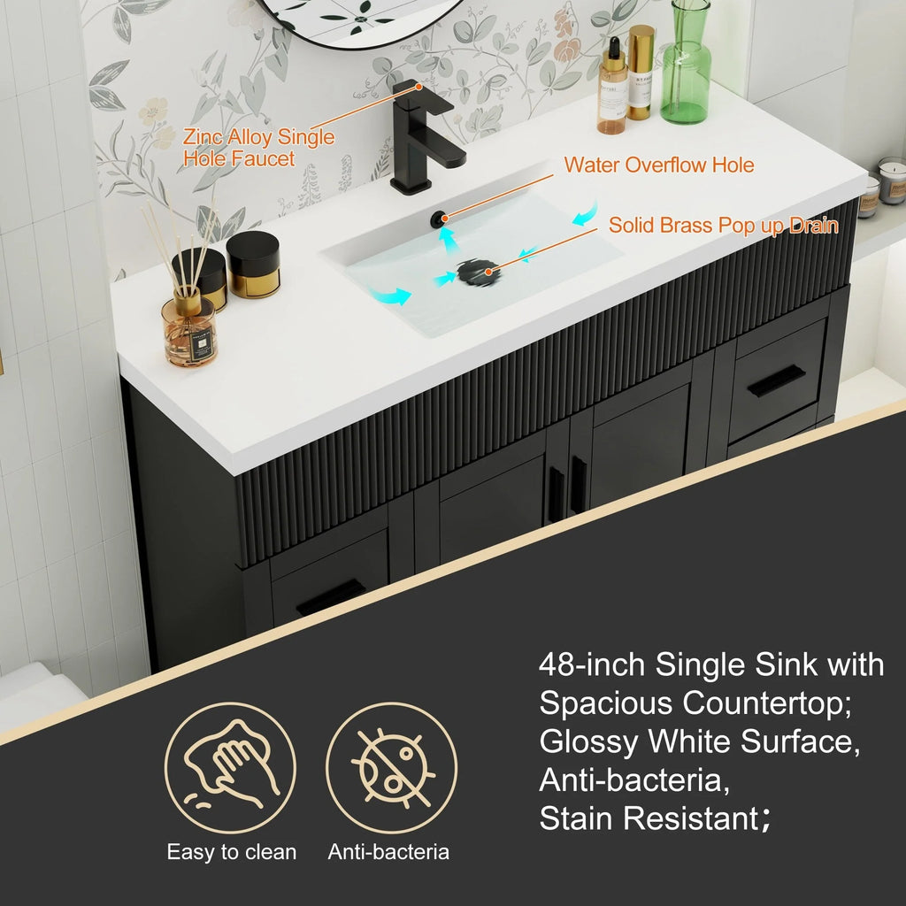 Meuble-lavabo Wavy Line 30/36/48 avec évier et robinet
