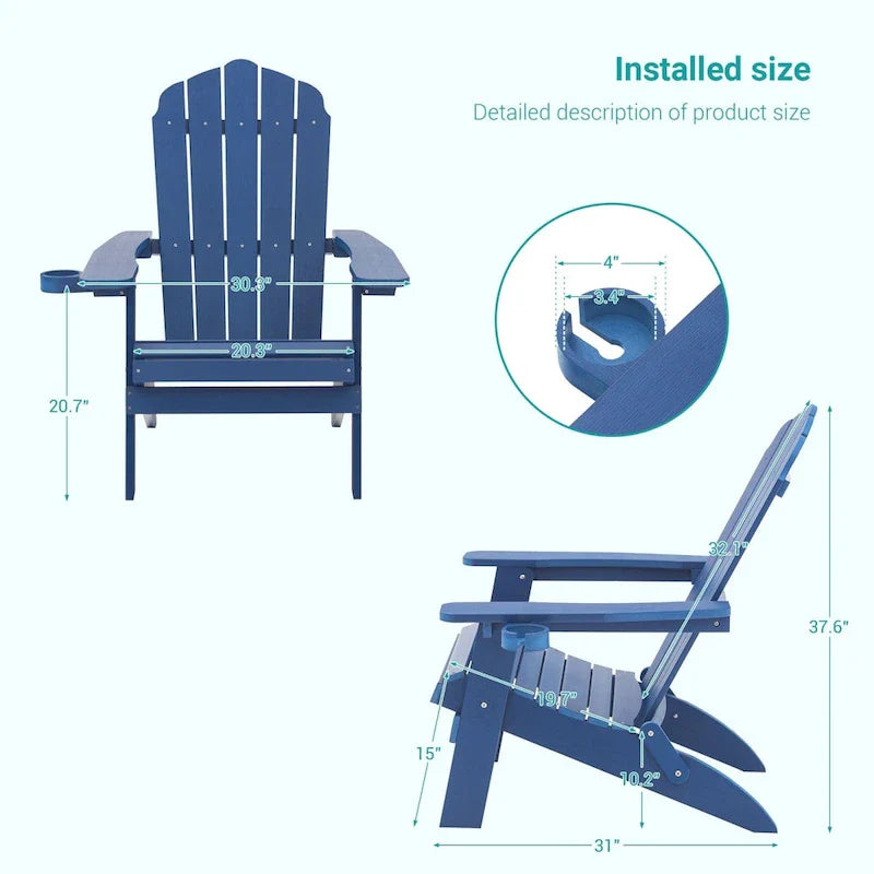 Lot de 2 chaises Adirondack pliantes Bonosuki pour patio et brasero