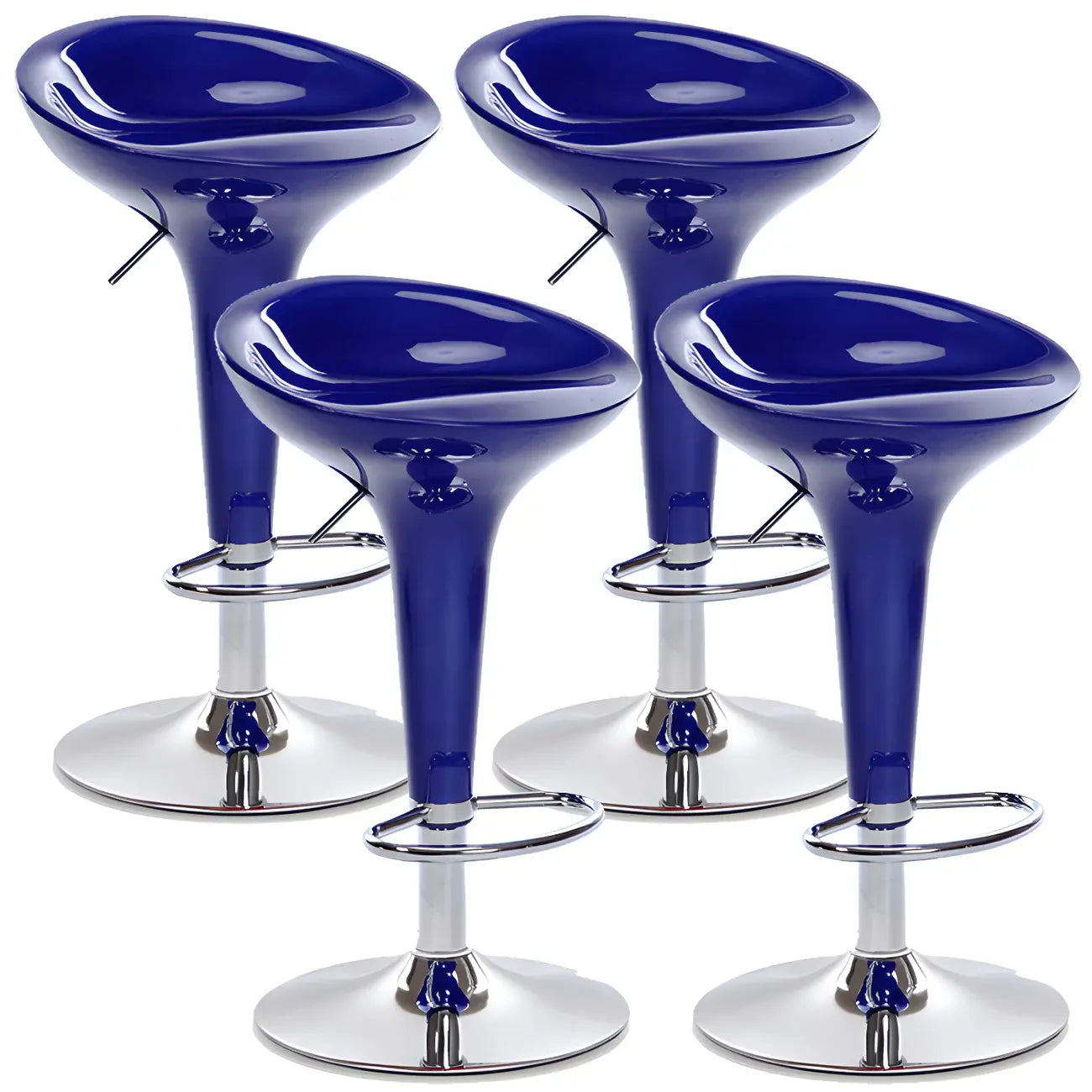 Tabouret de bar pivotant en plastique chromé, réglable en hauteur