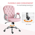 Chaise de bureau à domicile en velours réglable en hauteur avec accoudoirs rembourrés et roulettes - N/A