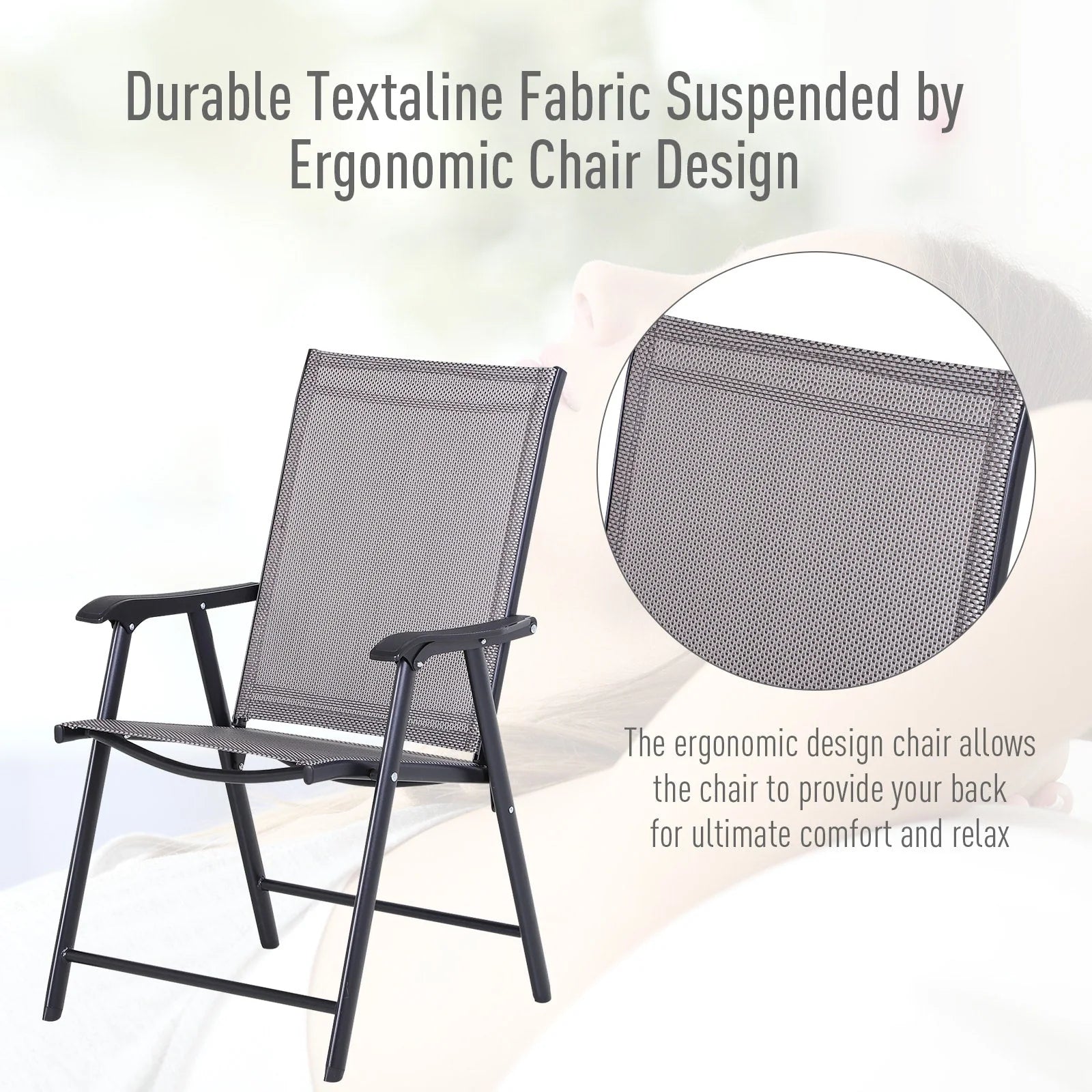 Ensemble de 4 chaises de patio pliantes Outsunny au design simple et chic, confortables pour la terrasse, le jardin, la cour et les voyages