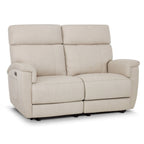 Canapé inclinable électrique biplace MCombo 60.2 avec massage et double chauffage, appuie-tête réglable, ports USB et USB-C, en tissu