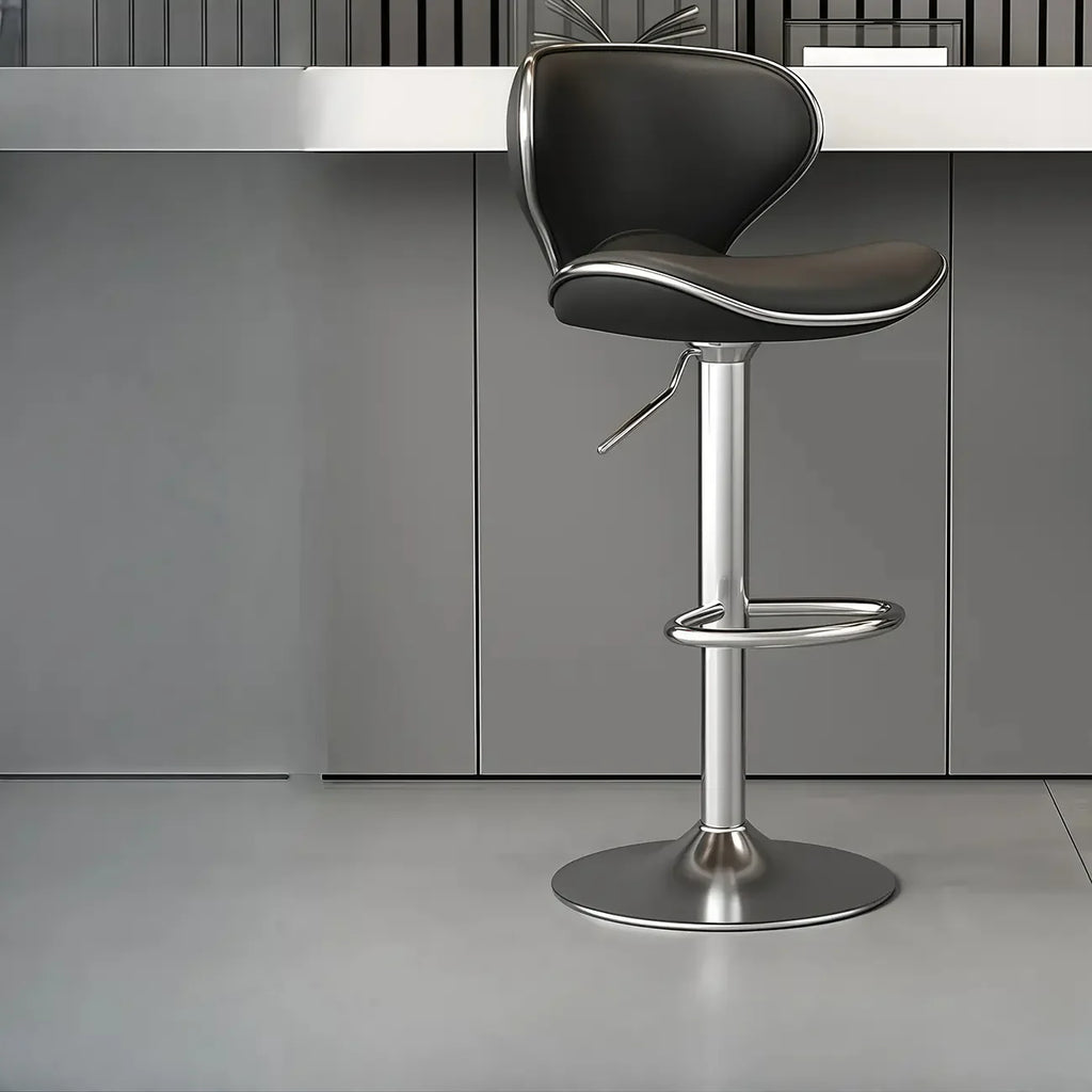 Tabouret de bar pivotant réglable en cuir rembourré