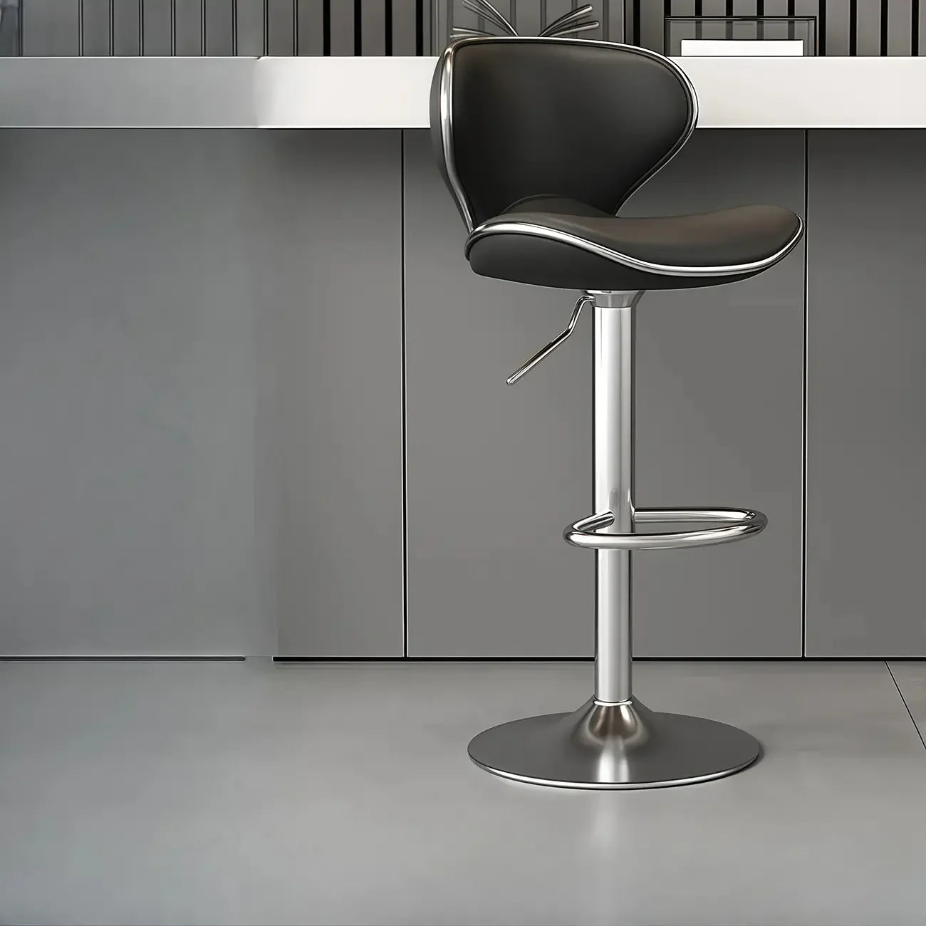 Tabouret de bar pivotant réglable en cuir rembourré
