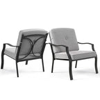 Gymax 2 chaises en métal pour salle à manger d'extérieur, robustes avec coussins