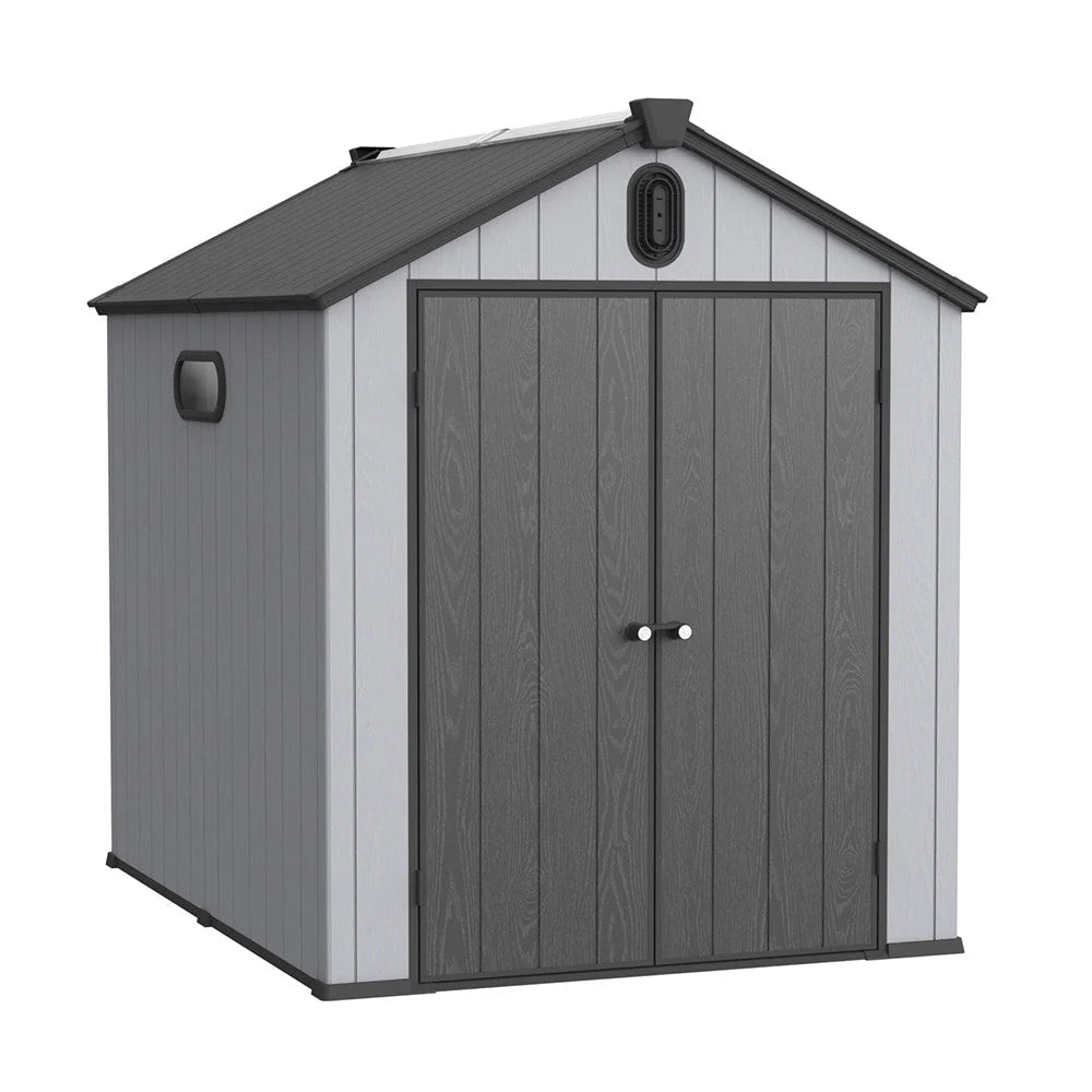 Abri de jardin en résine toutes saisons avec plancher de 1,8 m x 1,2 m / 1,8 m x 2,4 m / 2,4 m x 1,8 m / 2,4 m x 3 m, abri à outils Spire