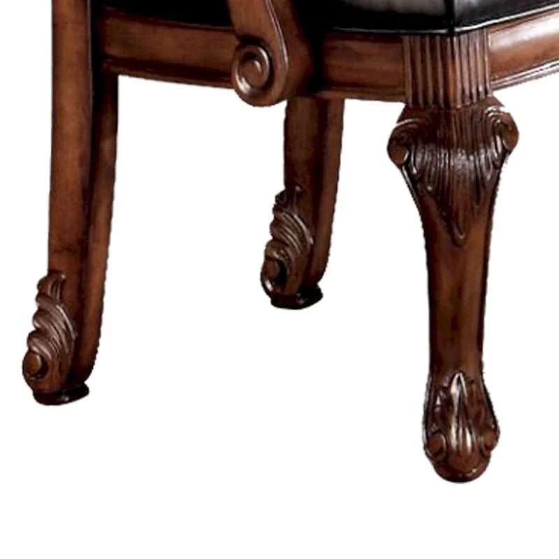 Fauteuil Château de Ville (Lot de 2) en similicuir noir et merisier