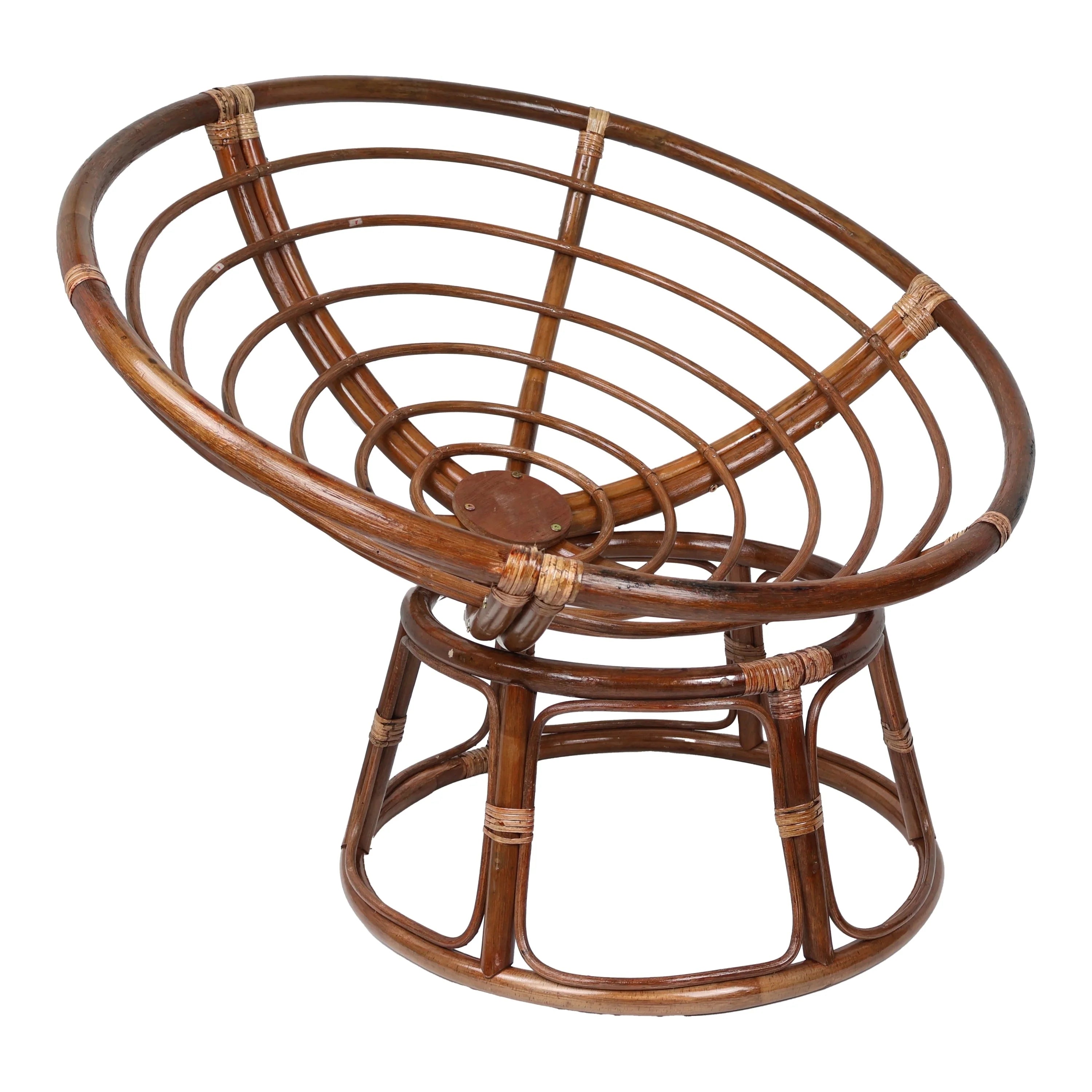 Fauteuil Papasan en rotin Bali de 42 pouces avec coussin en sergé