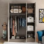 Armoire Penderie en Bois avec 6 Cubes de Rangement et Tringle Suspendue