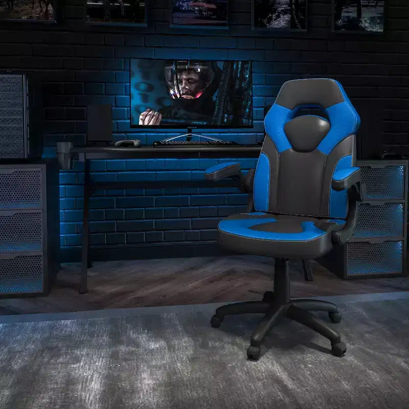 Fauteuil de bureau ergonomique pivotant réglable Flash Furniture X10 pour gamer avec accoudoirs relevables